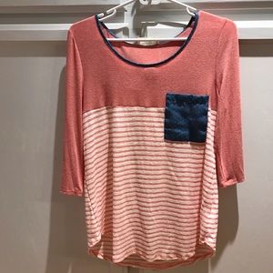 3/4 sleeve Red white and blue shirt